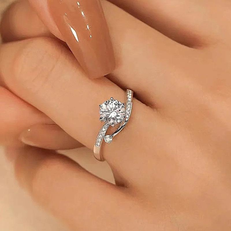 Elegant Bright Finger Rings for Women Gorgeous Wedding Engagement Eternal Promise Jewelry Trendy Simple Chic Accessories