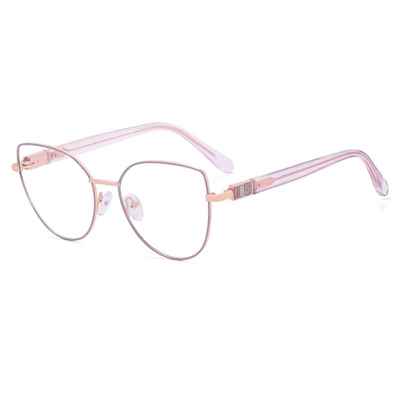 Classic Blue Light Blocking Women Cat Eye Glasses Frame Fashion Metal Spring Hinge Eyewear Optical Prescription Reading Glasses