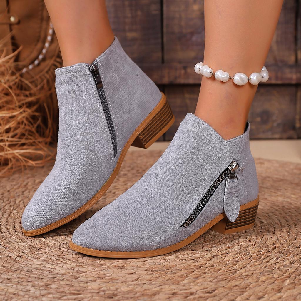 Women Boots Autumn/winter Side Ankle Boots Female Low Heel Low Tube Student College Style Women Shoes Comfortable Outdoor Shoes