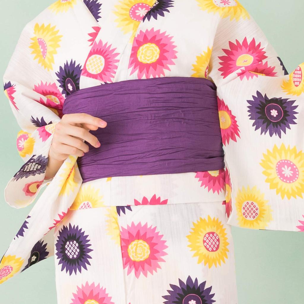 KYOETSU Wrinkled Obi Size 34 Women's Belt, (Grape)