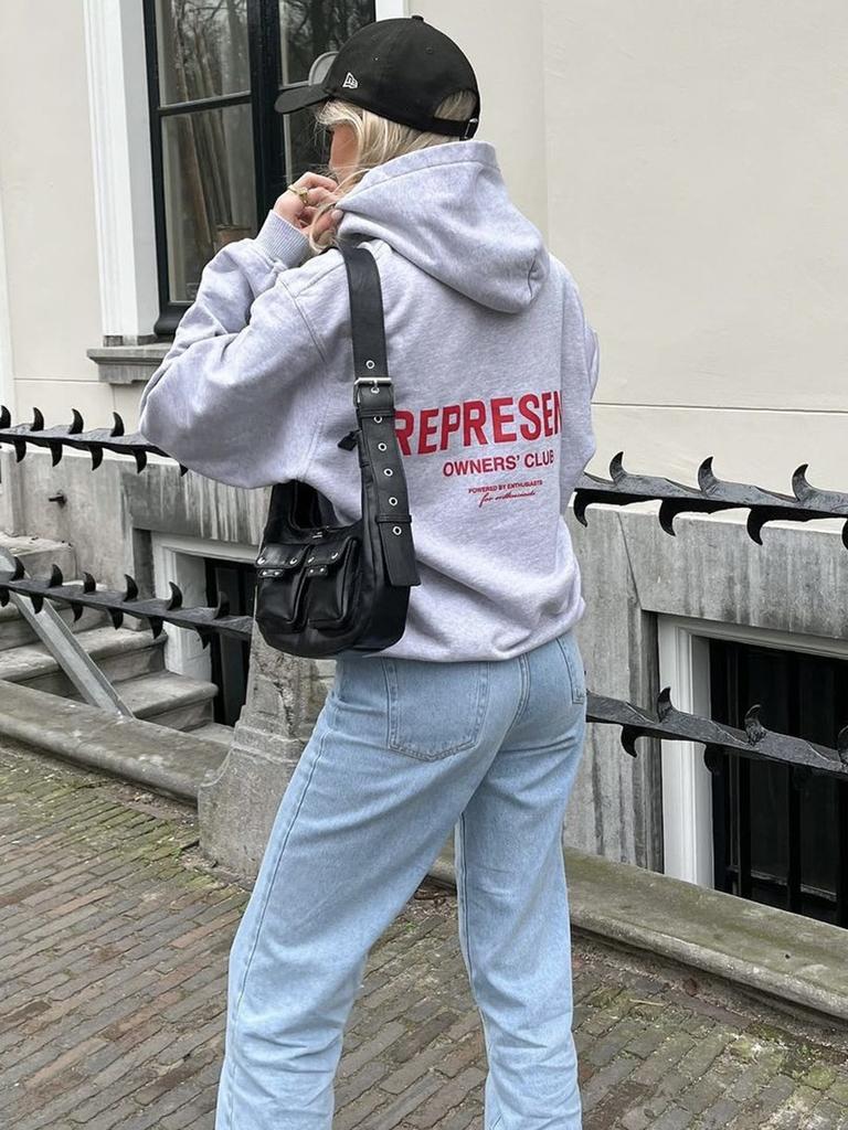 Maglione con cappuccio ampio da uomo e felpa da donna con stampa di lettere slogan classico REPRESENT transfrontaliero europeo e americano moda