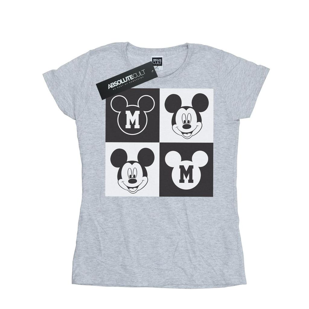 Disney Dámské/Dámské bavlněné tričko Mickey Mouse Smiling Squares