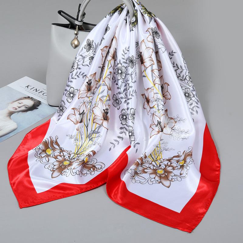 Small silk scarf women's large square scarf yarn scarf spring, autumn and winter matching shirt middle-aged mother square 91 × 91 thin scarf