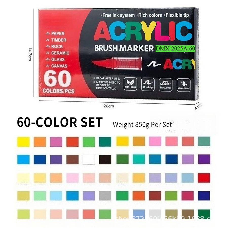 Direktflüssig-Acrylmarker-Set - Weiche Spitze, 24 oder 48 Farben, Ohne Pumpen für DIY-Graffiti und Professionelles Zeichnen