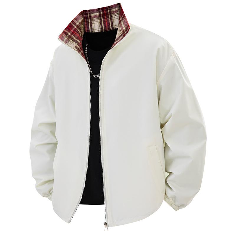 

Men s new spring and autumn trend youth trend jacket reversible jacket versatile men s stand-up collar jacket 3XL
