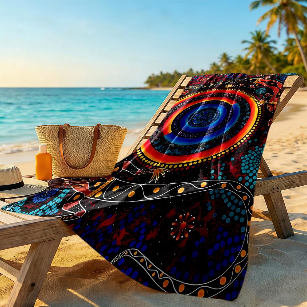 Australian Aboriginal Style Beach Towel High Absorbency & Quick-Dry Comfortable Lightweight Suitable for Swimming, Gym, Camping, Yoga Vacation