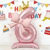 40inch Pink Crown Aluminum Foil Number 1st Balloon with Pink Bow Balloon for Birthday Party Decor Supplies Girls First Birthday