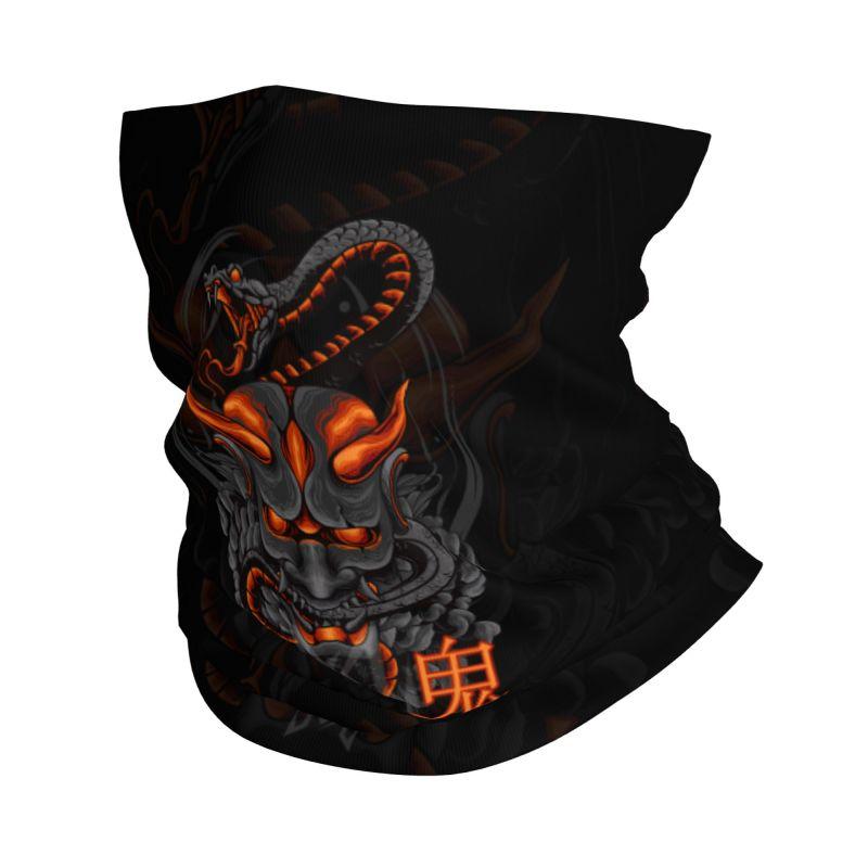 

Japanese Art Oni Mask Snake Headband Neck Warmer Hiking Cycling Tube Scarf Women Men Face Bandana Gaiter