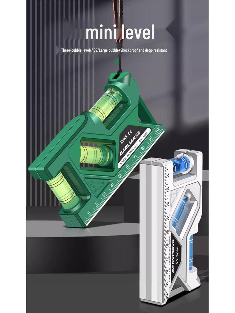 Magnetic High-Precision Drop-Proof Spirit Level Protractor with Mini Ruler