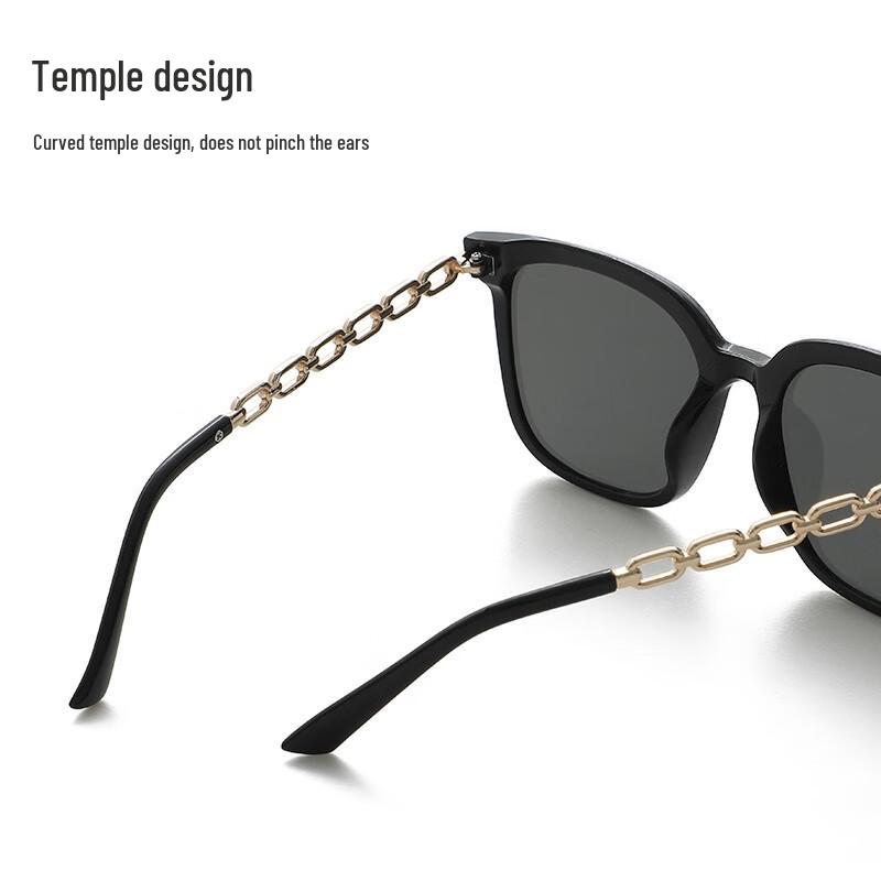 Unisex Fashion Square Sunglasses with Chain Temples