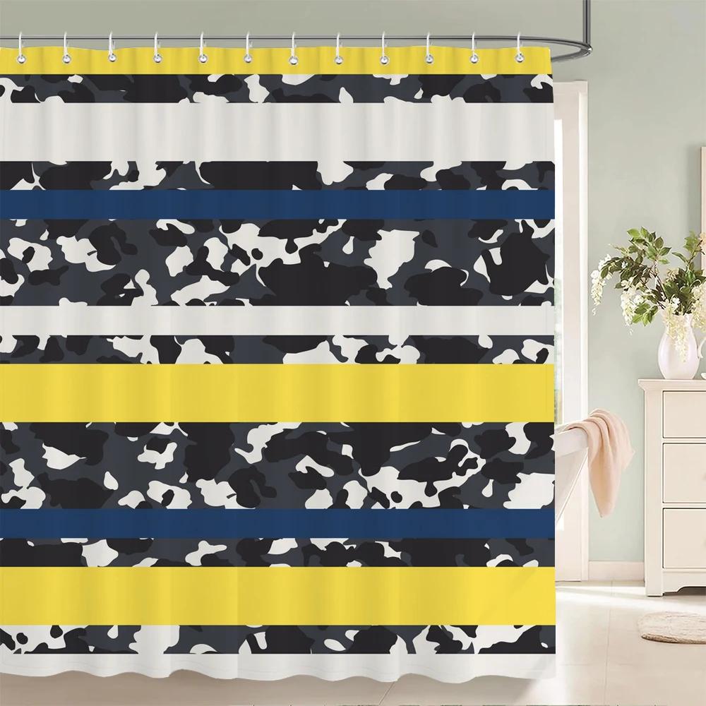 Modern Stripe Shower Curtains Waterproof Fabric Bath Curtains For Bathroom Bathtub Large Wide Bathing Cover With Hooks
