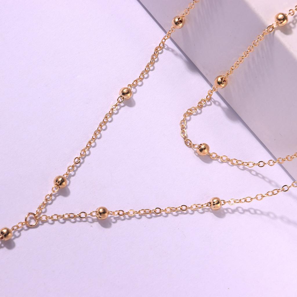 Fashion exaggerated geometric fringed round bead necklace women's temperament multi-layer long necklace jewelry