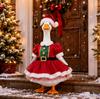 Weihnachts-Veranda-Gans-Outfit 23 Zoll Feiertagsstatue Kleid Kostüm mit festlichem Winterthema für die Außendekoration des Gartens