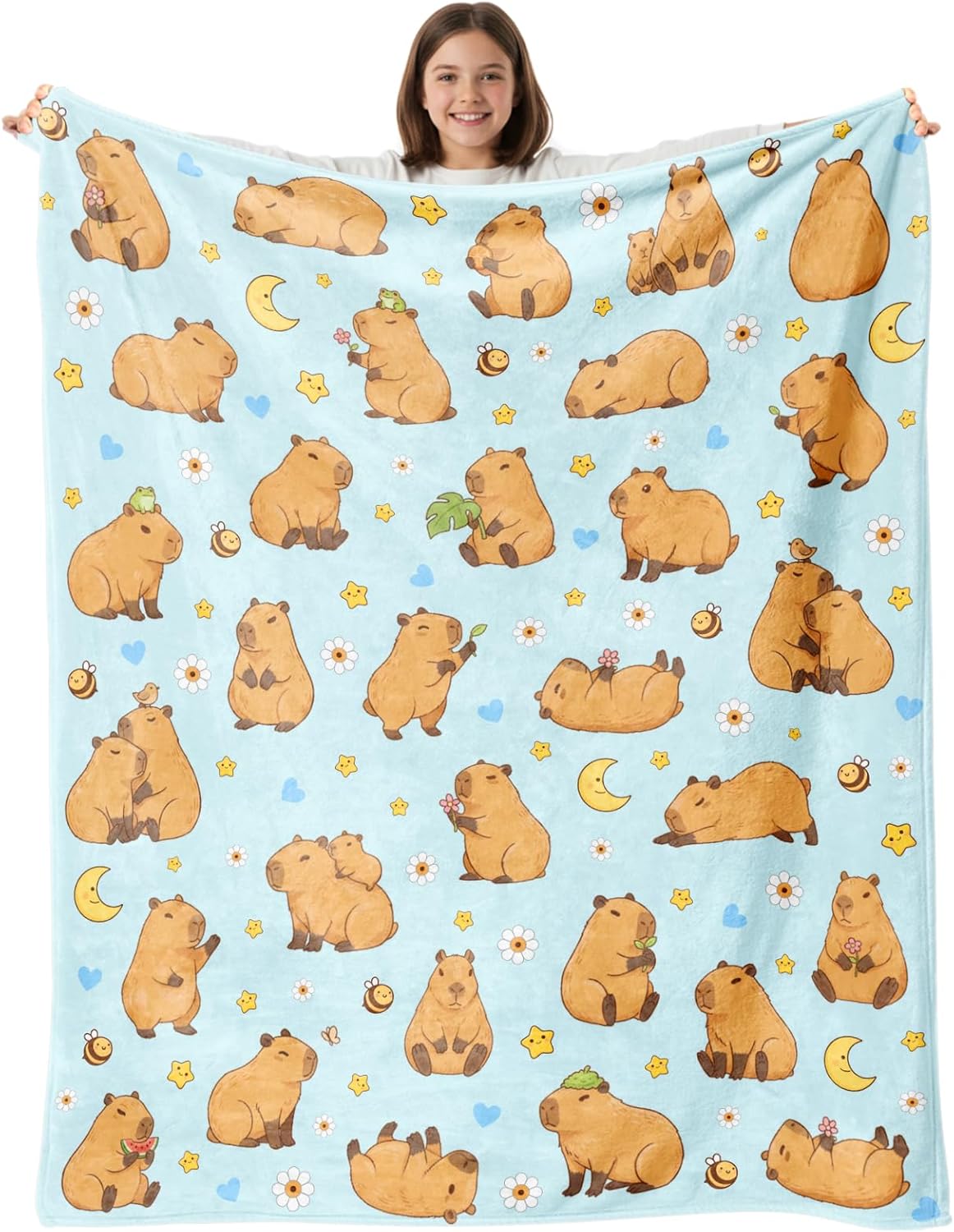 Capybara Blanket for Girls Boys Kids, Soft Flannel Fleece Throw Gifts, Lightweight Cozy Capybara Blanket 40 x50 70x100cm28x39in