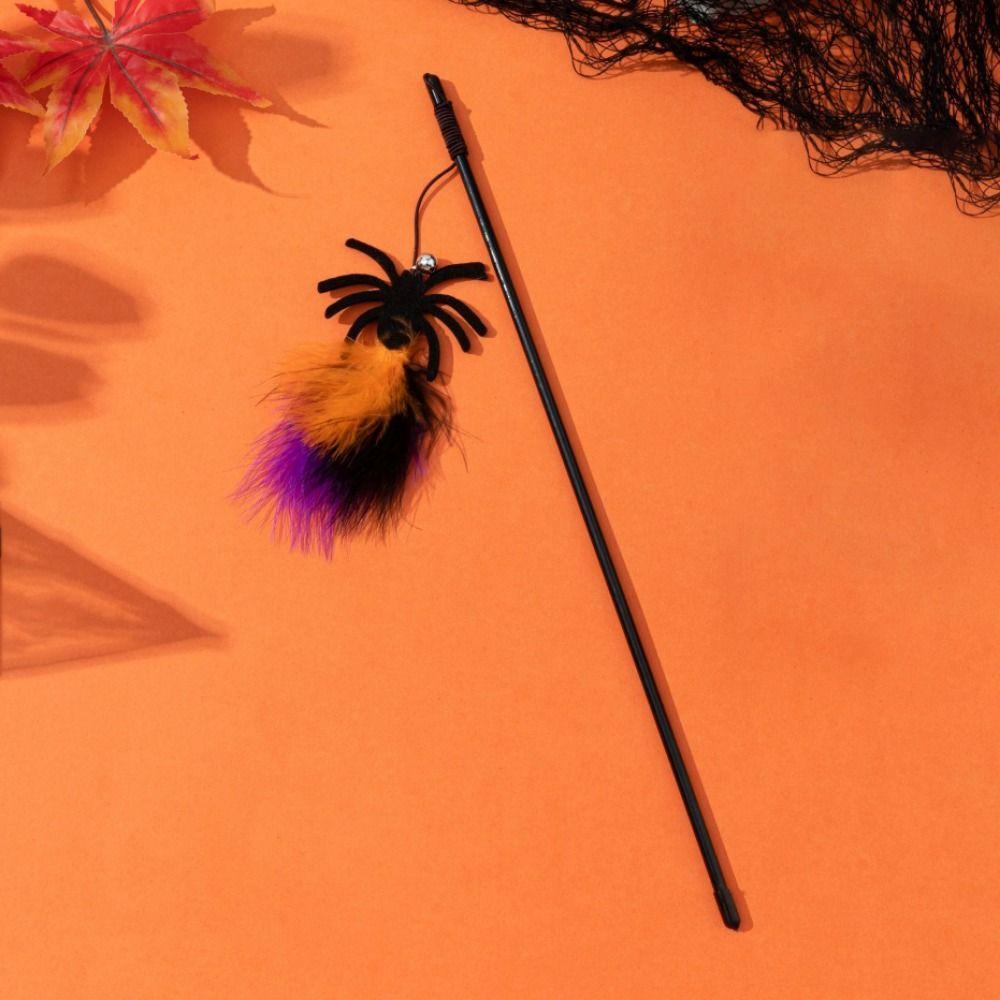 

Decorative Halloween Cat Teaser Stick Feather Cat Teaser Wand Cat Wand Toy Relieve Boredom Style C