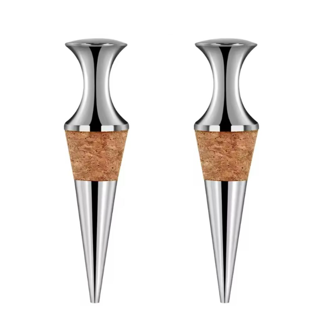 2pcs Flat Head Wine Bottle Stopper Zinc Zinc Zinc Alloy Wine Preserver Creative Wine Saver Home