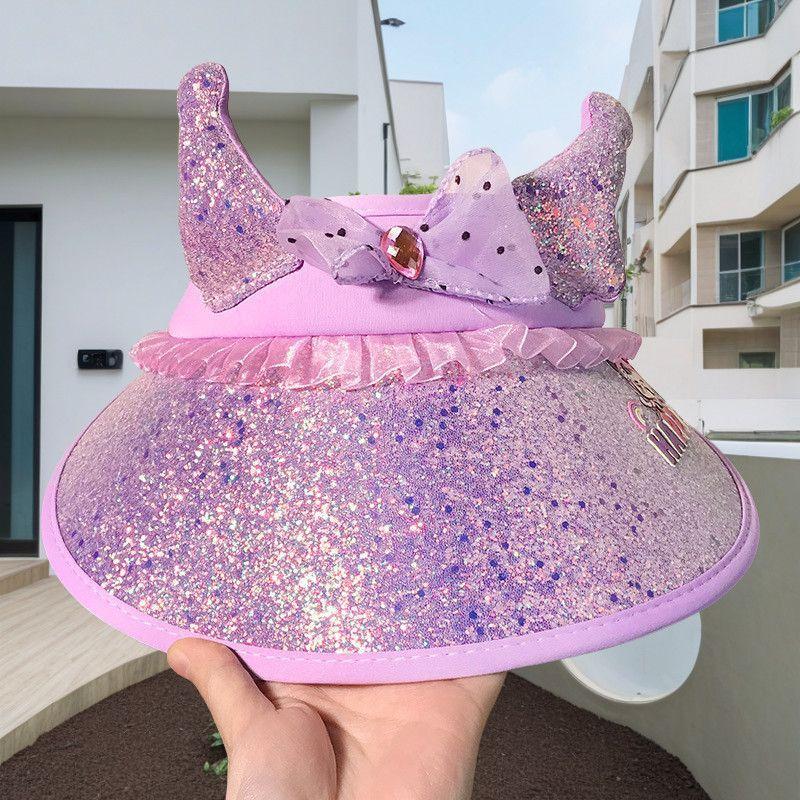 

Kuromi Sun Hat For Kids Girls Boys Summer Sun Protection Large Brim Cotton Sunshade Cap Purple