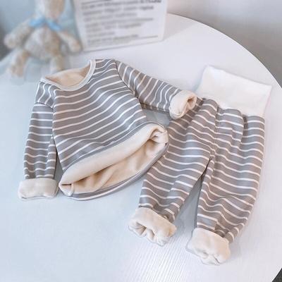 Baby Loungewear Suit Children's Thermal Underwear Plus Velvet Pajamas