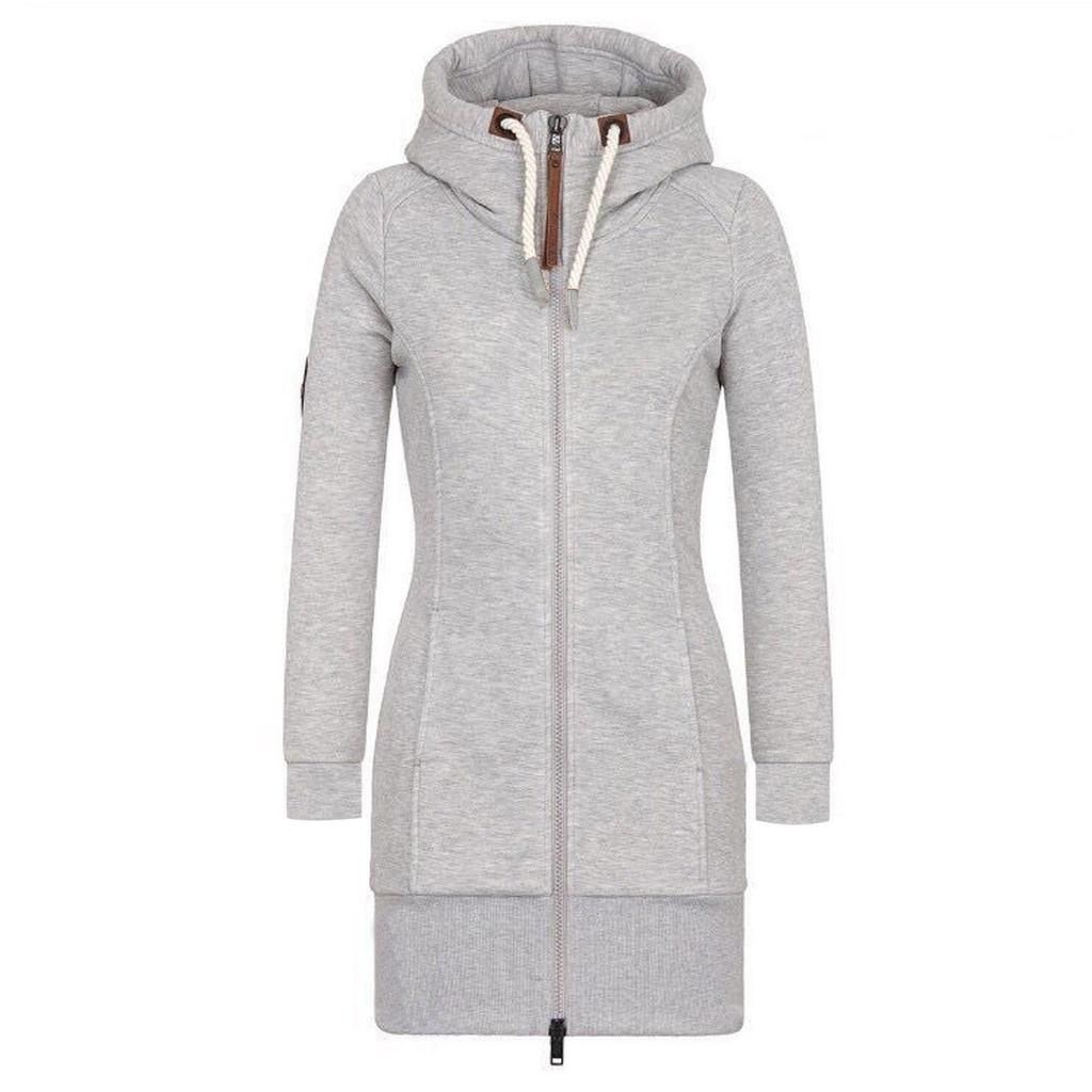 Sudaderas con Cremallera para Mujer de Color Sólido Ajustadas Streetwear Sudadera con Cordón Exterior Otoño Invierno Caliente Cortavientos Sudaderas Largas