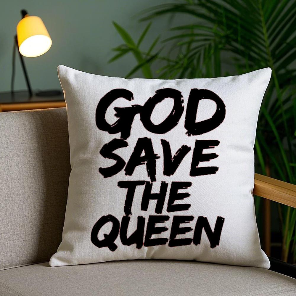 Brand S-Save The Queen Cushion Cover Plush Fabric Soft Double-Sided Printed Invisible Zipper Sofa Pillow Case Home Decor