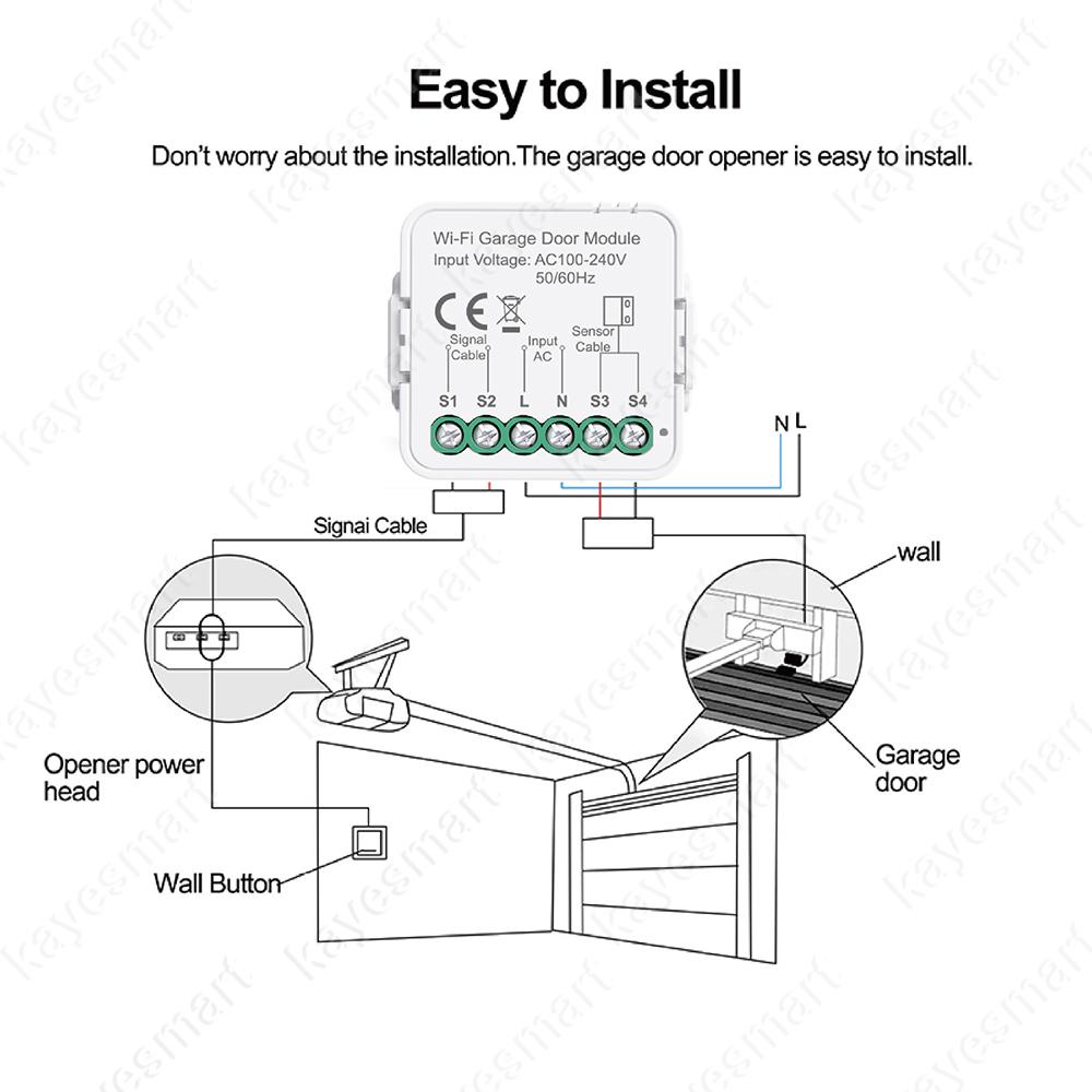 Tuya WiFi/Zigbee Mini Smart Garage Door Opener Controller Module APP Remote Voice Control Work With Alexa Google Assistant Alice