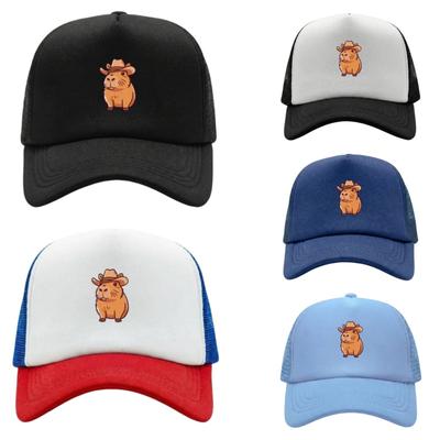 Capybara Printed Adjustable Baseball Cap Classic Snapback Dad Hat Breathable Mesh Hat Golf Fishing Outdoor Sun Cap