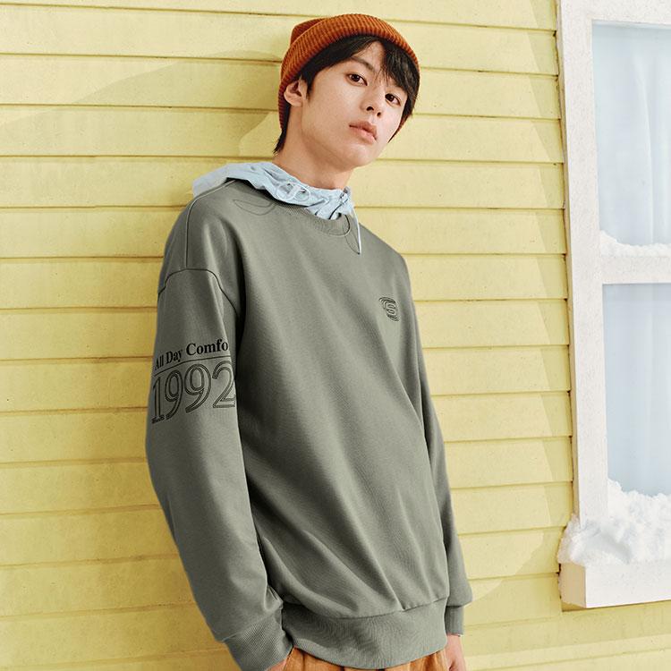 Skechers Retro Sports Loose Fit Crewneck Sweatshirt Unisex Sweatshirt Laurel-Oak Gray L324U096-04AU
