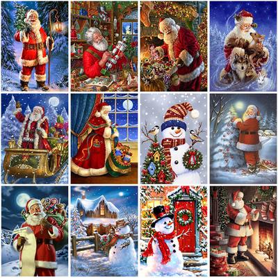 DIY Santa Claus 5D Diamond Painting Full Round Drill Mosaic Christmas Gift Snowman Diamond Embroidery Cross Stitch Home Decor