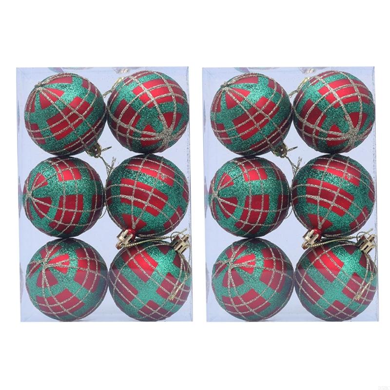 Plastic Plaids Design Festival Ornament 6cm Christmas Tree Decoration Balls