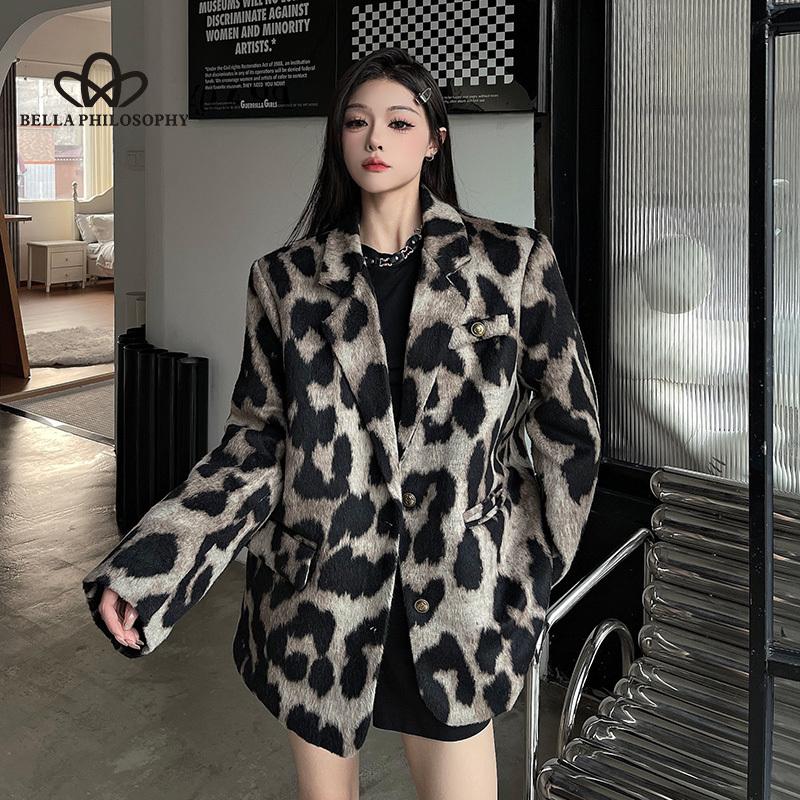 Леопардовый принт толстое шерстяное пальто женское зимнее свободное улучшенное пальто — фото 2