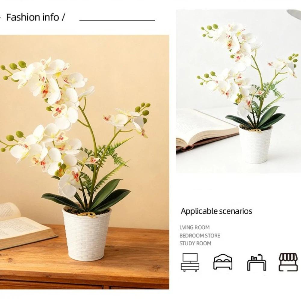 Multi-Bloom Artificial Orchid Bonsai DIY Artificial Faux Plants New Plastic Fake Flower  Home Decor