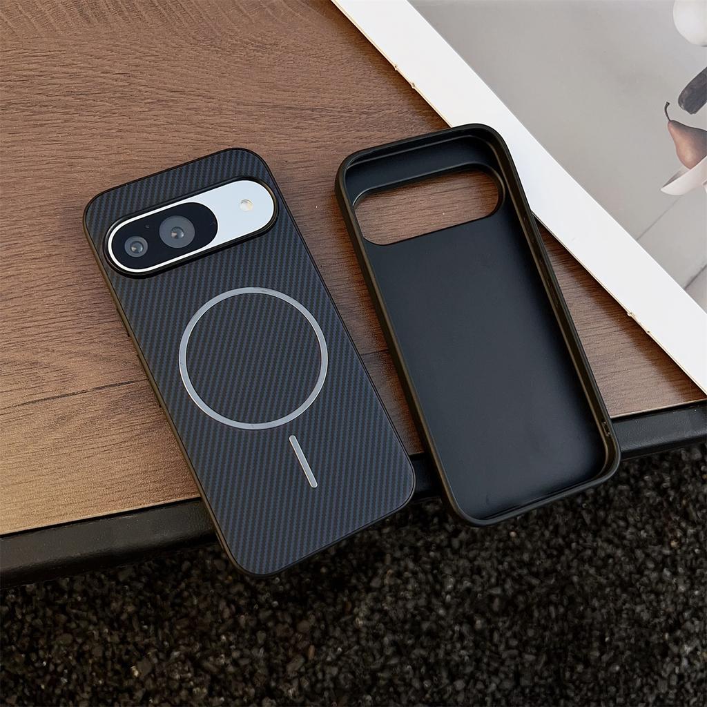 For Google Pixel 10 Pro/Pixel 10 Case Compatible with MagSafe Carbon Fiber Texture Leather Back Phone Cover