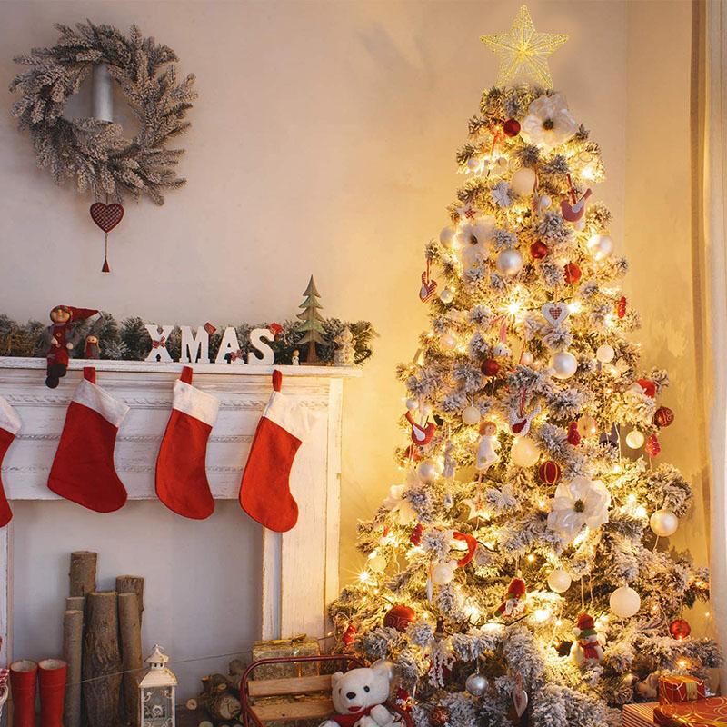 Estrella superior del árbol de Navidad del brillo con las luces LED adorno brillante de la copa del árbol de Navidad para la decoración del festival de Navidad del hogar
