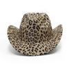 Leopard print felt hat men and women British retro woolen jazz hat European and American street fashion top hat Western denim