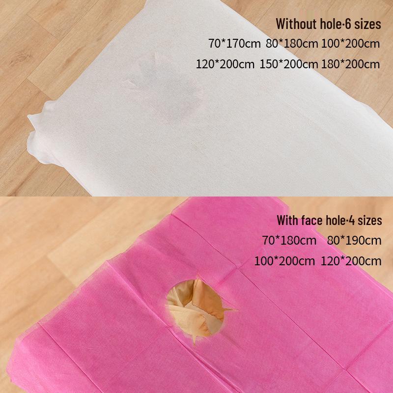100 Disposable Waterproof and Oilproof Bed Sheets for Massage Parlors - Soft, Breathable Non-woven Fabric with Face Hole