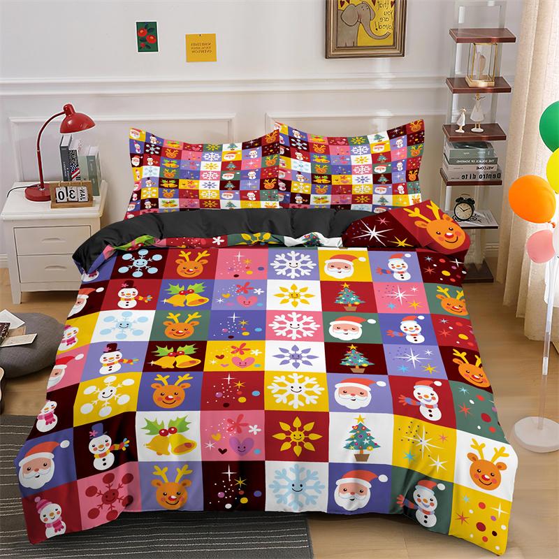 

Комплект постельного белья Merry Christmas King Queen с изображением Санта-Клауса и снеговика, пододеяльник с изображением рождественской елки, красное полиэстеровое одеяло EU single(135x200cm)