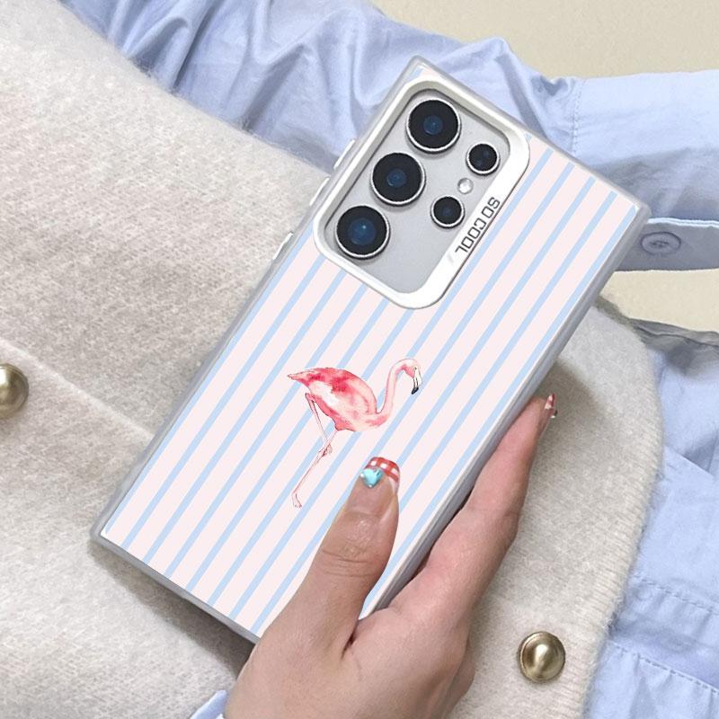 For Samsung Galaxy S25 S24 S23 S22 Ultra Plus S21 S23 S24 FE Laser Phone Case Colorful Marine Organism Striped Base Color Covers