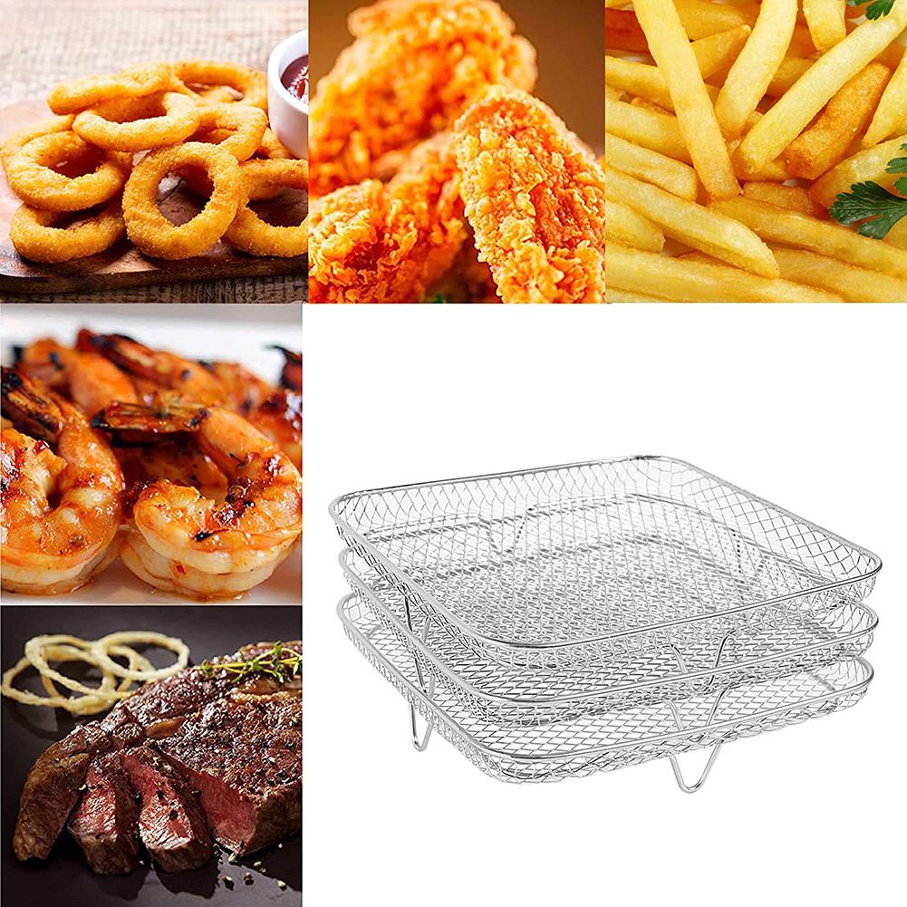 Air Fryer Three Stackable Dehydrator Racks 304 Stainless Steel Air Fryer Basket Tray Air Fryer Accessories with Most Air Fryer