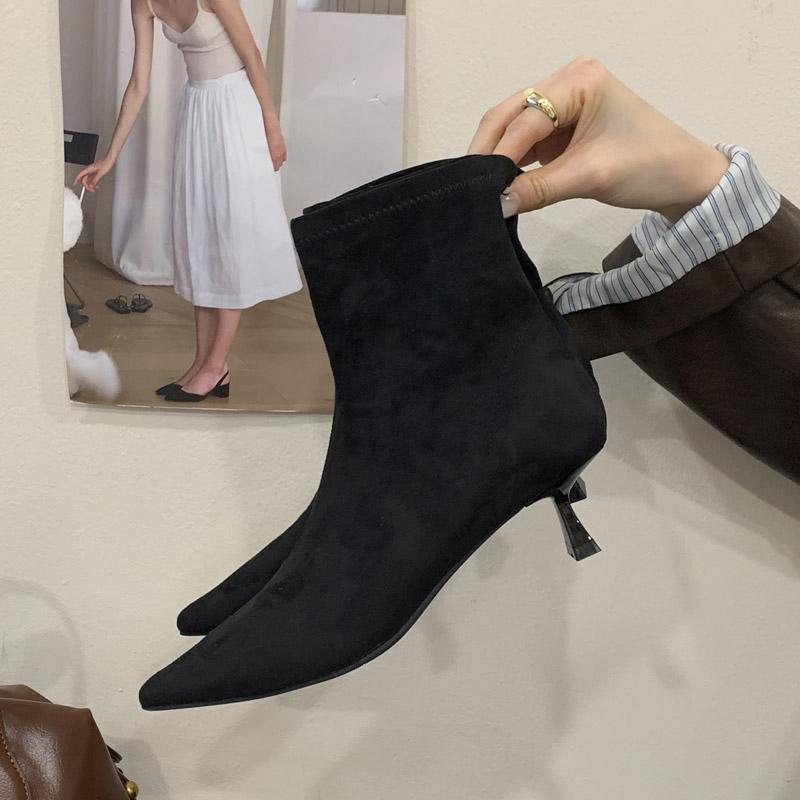 

Eilyken Autumn Winter Concise Pointed Toe Ankle Boots Women Elegant Thin Low Heels Elegant Party Femme Shoes 35