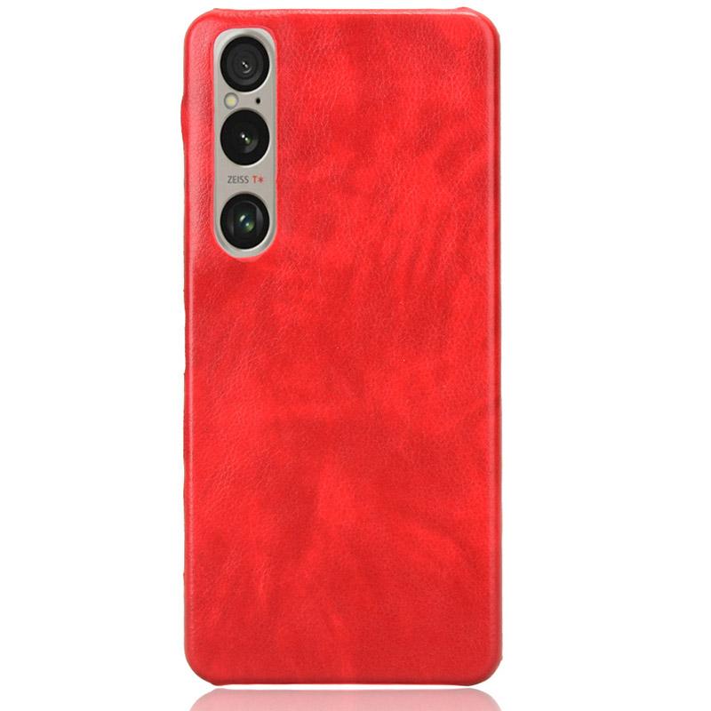 

For Sony Xperia 1 VI Case PU Leather+Hard PC Slim Litchi Texture Phone Cover Red