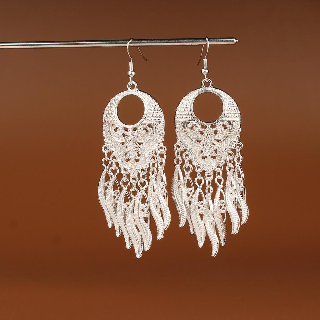 Turquoise Earrings Bohemian Drop Ear Earrings with Tassels, Geometric Alloy, Retro Style, Boastful Ear Accessories