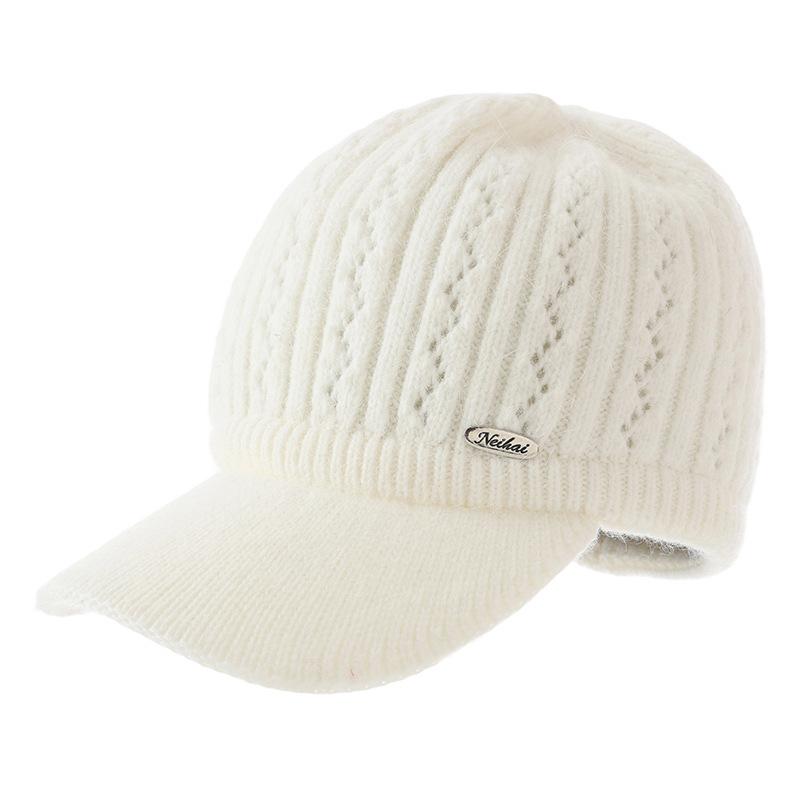 

Осенне-зимняя шапка женская флисовая утолщенная вязаная шляпа с открытым верхом уличная модная теплая спортивная шапка one size белый