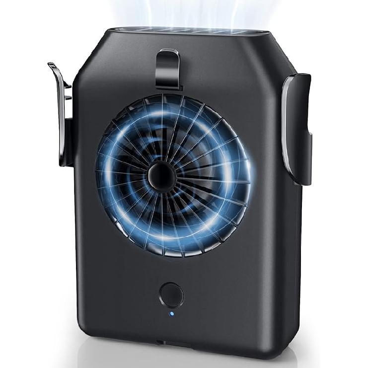 Портативный вентилятор 10000 мАч, перезаряжаемый, мини-вентилятор на пояс с максимальным временем работы 24 часа, 3 скорости 5100 об/мин, мощный воздушный поток, носимый персональный вентилятор с клипсой, вентилятор на ремень для чёрный