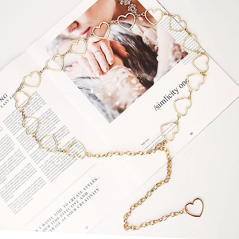 Fashion versatile clothing metal hook accessories women, simple hollow love fringed waist chain