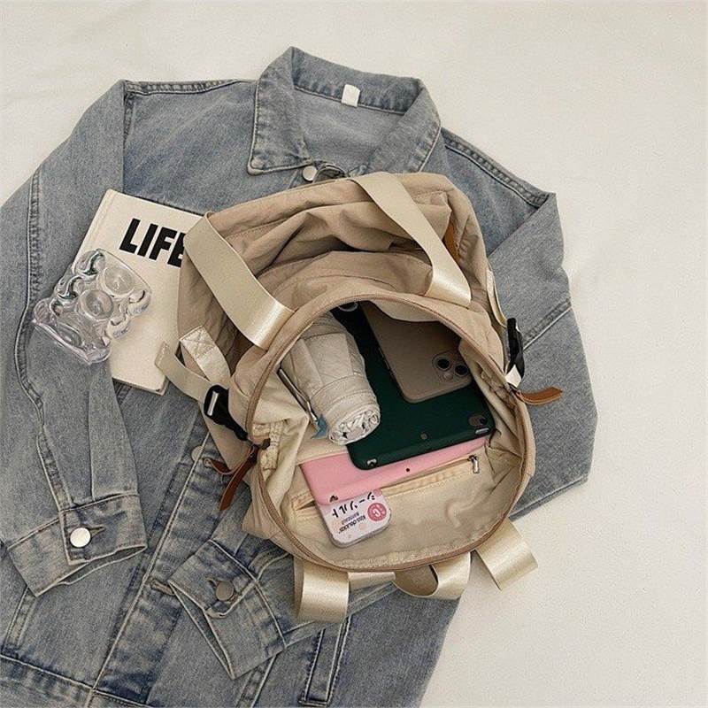 Schoolbag for women, Korean style large capacity washable canvas backpack, versatile commuting ins, casual high school and college student backpack