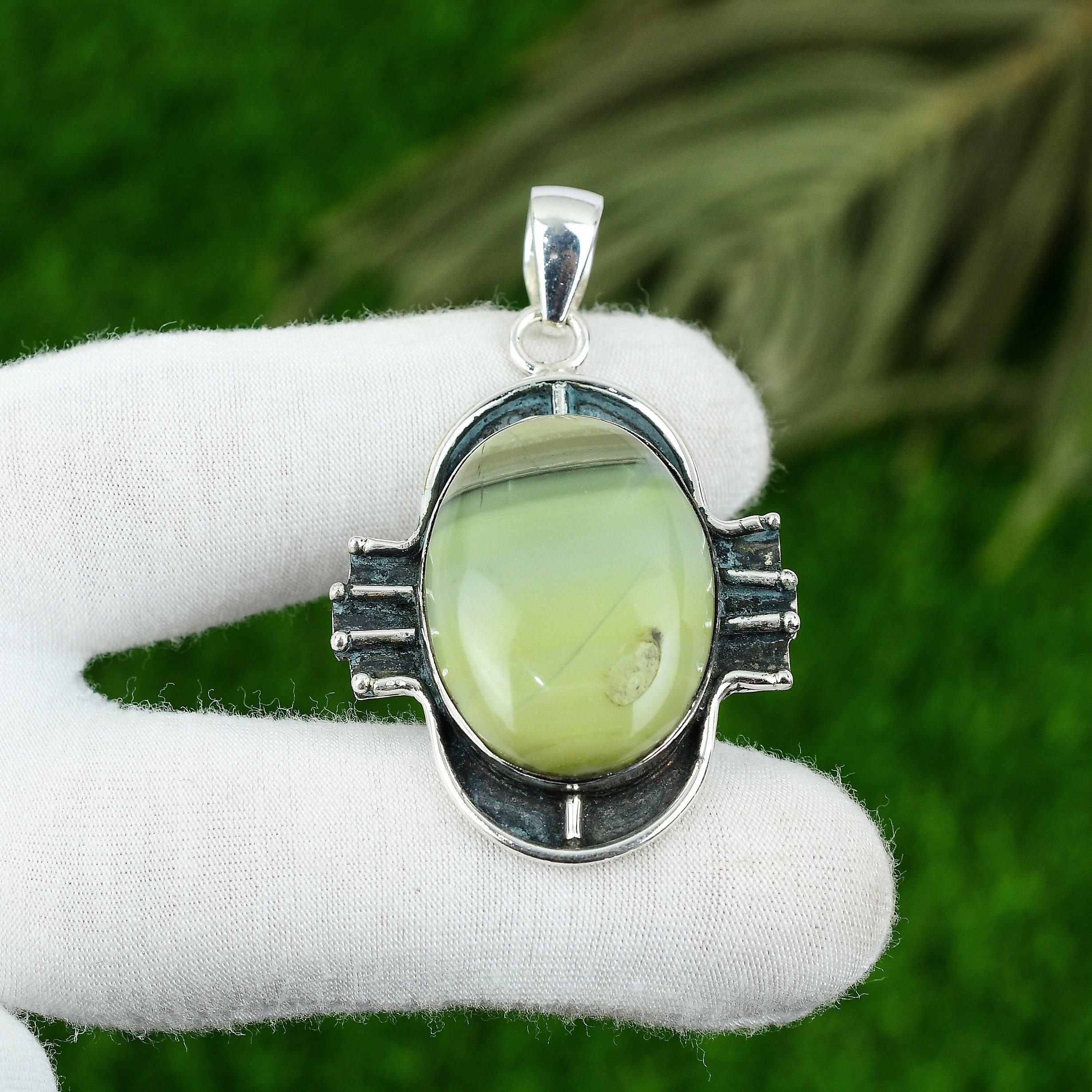 

925 Sterling Silver Oval Imperial Jasper Stone New Sister Ethnic Pendant Jewelry