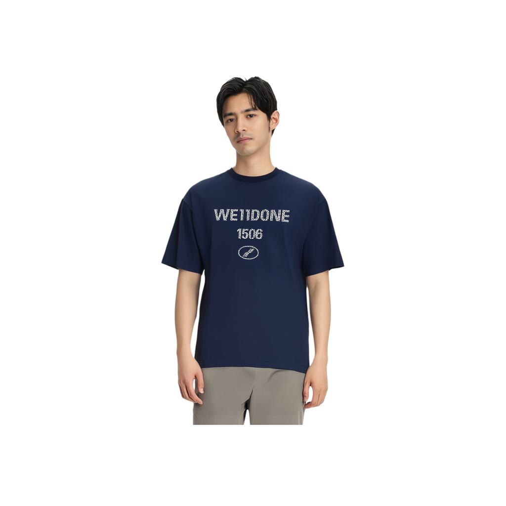 WE11DONE Letter Logo Pattern Short Sleeve T-Shirt Men Tops Navy-Blue WD-TT2-25-737-U-NV