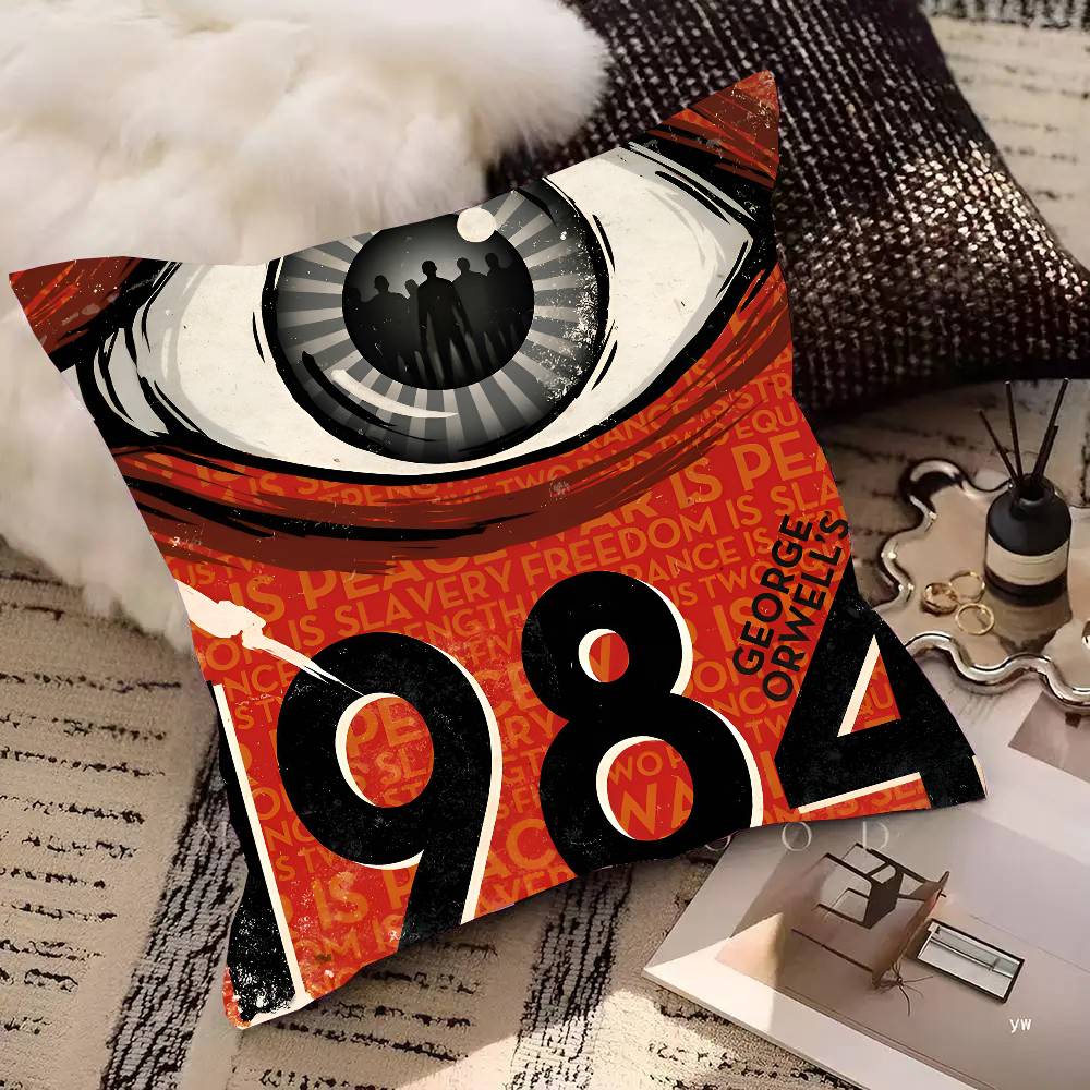 

1984 George Orwell Pillow Case Square Pillow Bedroom Sofa Leisure Comfort Cushion Car Home Decoration 16x16Inch