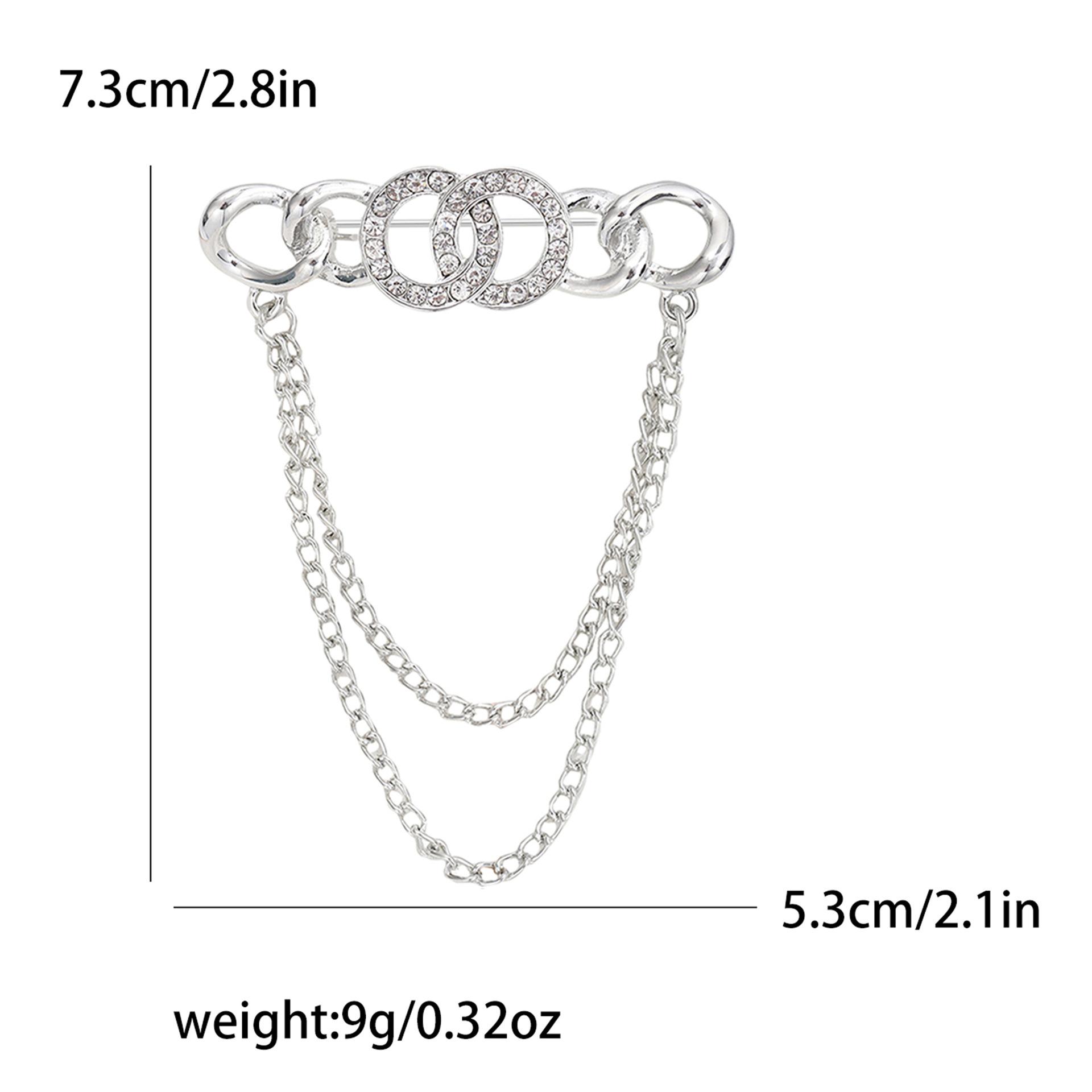 

Модная креативная серебристая брошь-цепочка с бахромой, сплав, бриллиант, брошь для костюма, брошь с индивидуальностью