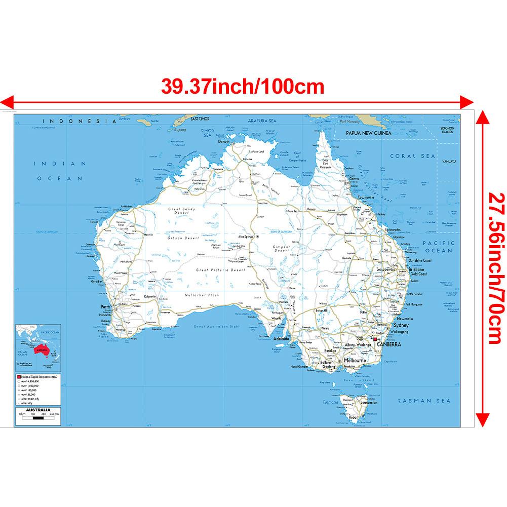 

Без рамки, Карта Австралии - Карта дорог, Настенный декор, Кабинет, Подарок, Планирование учебы и путешествий, Образовательное настенное искусство, Домашний декор 100*70cm